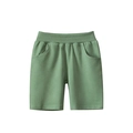 Boy's casual knit cotton shorts in bean green with elastic waist and side pockets - 120cm / Bean Green
