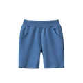 Classic mid-blue cotton knit shorts for boys with elastic waistband and side pockets - 120cm / Medium Blue