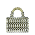 Sac de soirée fait main en perles métalliques argentées et dorées avec tissage ajouré - Doré