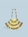 Mini bolso de noche dorado hueco con cuentas ámbar y forro de satén con cordón ajustable - Dorado
