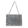 Sac fourre-tout vintage en perles argentées avec sequins et fines bretelles en chaîne - Argenté