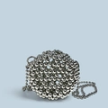 Chic silver beaded crossbody bag with metallic spherical beads and long chain strap - Silver