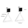 Antiallergic stainless steel geometric earrings with black square and triangle frame - Square Hollow Triangle Silver (EA52940BS)