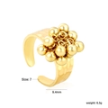 Detail of 18K gold plated tassel ring featuring polished beads and hammered texture band - Gold Hammered Ball Cluster Style (RI165707G)