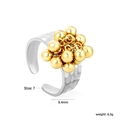 Detailed view of two-tone geometric ring with hammer texture and gold bead clusters - Two-tone Hammered Ball Cluster Style (RI165717M)