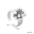 Detail view of hammered silver ring with metal bead cluster showing size 7 measurements - Silver Hammered Ball Cluster Style (RI165707S)