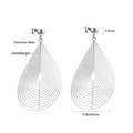 Silver stainless steel water drop dangle earrings with 30x50mm geometric hollow design - Multi-layer Hollow Waterdrop Silver (EA539601S)