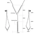 Specifiche dettagliate sulle dimensioni del set collana e orecchini a V in acciaio inossidabile - Stile Argento (SE209901S)