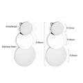 Three-tier silver stainless steel disc earrings with hypoallergenic finish, 39mm length - Triple Solid Round Disc Silver (EA545101S)