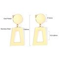 Minimalist gold plated stainless steel geometric earrings with hollow trapezoid pendant - Round Stud Hollow Trapezoid Gold (EA545201G)