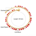 Dettaglio catena in acciaio placcato oro 18k con pendenti a goccia in smalto - Stile a Goccia d'Acqua Rosso Rosa Bianco (BR25350EG)