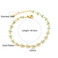 18k vergoldetes Edelstahlarmband mit bunten Emaille-Blumenanhängern 18+3cm Länge - Hellblaues Gänseblümchen Stil (BR25380RG)