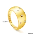 Polished gold stainless steel band ring with star-set colorful zircon stones - US 6 / Gold Multi-color Zirconia Star Style (RI1458M6-9G)
