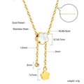 Diagramme technique du collier fleur plaqué or 18K montrant les dimensions et détails - Collier Double Fleur en Nacre et Acier Inoxydable Doré (NE2C390AG)
