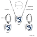 Spécifications détaillées des tailles pour cet ensemble bijoux en saphir - Style Bleu Foncé Carré Argenté (SE25670KS)