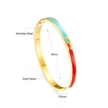 Détail du bracelet en acier doré avec émail bleu et rouge et ondes de battement de cœur - Style Ligne Battement de Cœur Or (BR92010MG)