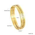 Détails du bracelet manchette en acier inoxydable doré style bracelet montre - Style Bracelet Montre Industriel Or (BR923601G)