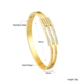 Detail showing dimensions of 18K gold plated stainless steel geometric bracelet with zircons - Gold Triple Rectangle Pave Style (BR925302G)