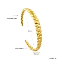 Détails du bracelet torsadé en acier inoxydable doré avec diamètre intérieur de 60mm - Style Tresse Torsadée Or (BR924601G)