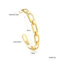 Detailed technical view showing 65mm inner diameter and 8mm width of gold link bracelet - Gold Rectangular Chain Style (BR923101G)