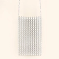 Handmade white beaded rectangular crossbody phone bag with a matching beaded shoulder strap - Clear