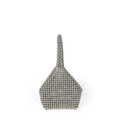 Borsa a mano con perline argentate fatta a mano con forma geometrica e manico - Argento