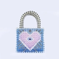 Borsa a mano di perline blu e rosa con motivo a cuore, malocchio e manico - Blu Reale