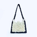 Exquisite handmade beaded shoulder bag with black and white daisy flower patterns - Black & White