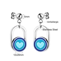Antiallergische Herz-Ohrhänger aus Edelstahl mit blauem Emaille-Finish, Größe 12x20mm - Silber Herz Ohrstecker (EA56770MS)