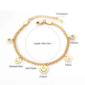 Detailed view of gold double-layer bracelet with smiley faces and crystal charms - Gold Double Layer Smiley Face Style (BR235402G)