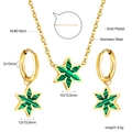 Detail van vergulde roestvrijstalen sieradenset met groene zeshoekige ster hangers - Groene Malachiet Zeshoekige Ster (SE25660JG)