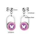 Silberne Edelstahl-Schmetterlingsohrringe mit antiallergischem Rundanhänger und 5mm Kugel - Silber Schmetterling Ohrstecker (EA56780MS)