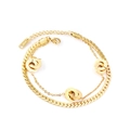 Double-layer 18K gold plated stainless steel bracelet with Roman numeral rings - Gold Double Circle Roman (BR235801G)