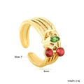 Detail of adjustable 18k gold butterfly cherry ring with specs 8mm and 3.4g - Gold Beaded Cherry Butterfly (RI166027G)