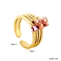 Detailansicht des 18K vergoldeten Rings mit rosa Steinperlen und Größenparametern - Gold Mikroperlen Rosa Stein (RI1660F7G)