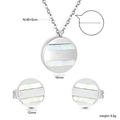 Parure bijoux deux pièces avec collier et boucles d'oreilles nacre blanche ronde - Parure Nacre Ronde Argenté (SE26120AS)