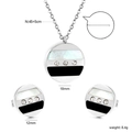 Parure bijoux mode avec collier géométrique en nacre et boucles d'oreilles - Parure Zirconia Ronde Tricolore Patchwork Argenté (SE26150MS)