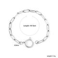 Bracciale a catena paperclip d'argento testurizzato con chiusura a molla rotonda - Bracciale a Maglie Rettangolari Texturizzate Argento (BC210817S)