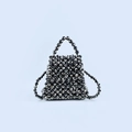 Mini sac à main perlé fait main en gris foncé métallisé avec des perles facettées chic - Gris