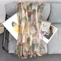 Écharpe respirante en coton et lin avec imprimé floral doré pour châle d'été de plage - 180*65cm / Ginkgo Beige