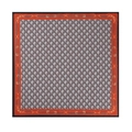 Foulard quadrato in cotone e lino con motivo a spina di pesce, catena e bordo rosso - Cotone Lino Spina di Pesce / Morsetto Rosso-Marrone Blu Notte (Carattere Rosso)