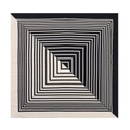 Modern black and white geometric spiral pattern silk scarf with herringbone texture - 90*90cm / Black & White Stripes