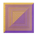 Striped cotton linen scarf featuring geometric purple and yellow concentric patterns - 90*90cm / Purple and Gold Stripes