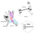 Detailed size specifications of hummingbird stud earrings with colorful enamel finish - Silver Hummingbird Style (EA62010MS)