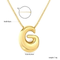 Macro detail of puffy golden letter G pendant with precise 40+5cm chain measurements - G(NE2F500GG)