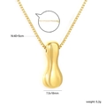 Detail view of gold bean pendant with dimensions and adjustable box chain specs - I(NE2F500IG)