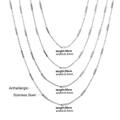 Ensemble de colliers fins en acier inoxydable 0,4mm avec longueurs de 45cm à 60cm - Collier à Tubes 0,4 mm (Couleur Acier)