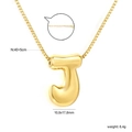 Detailed view of golden balloon letter J pendant with size and weight specifications - J(NE2F500JG)