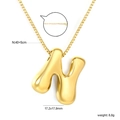Polished gold bubble letter N pendant necklace with adjustable box chain detail - N(NE2F500NG)