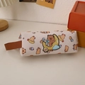 Close-up of cute cartoon capybara pencil case with canvas material and side handle - Moon